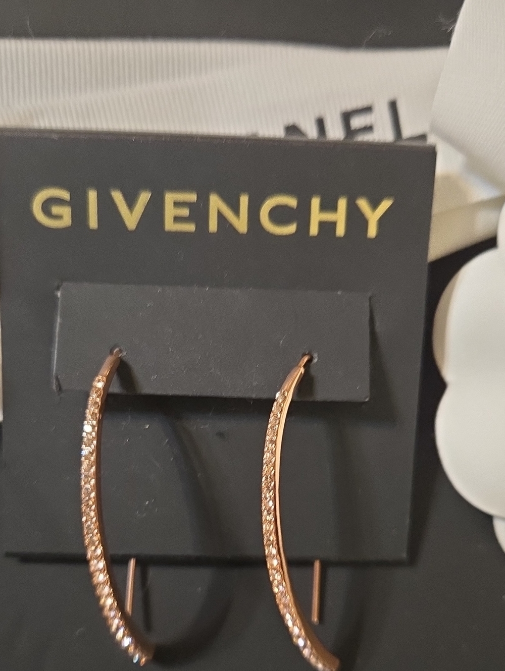 Givenchy Rose Gold Crystal Pavé Hoop Earrings